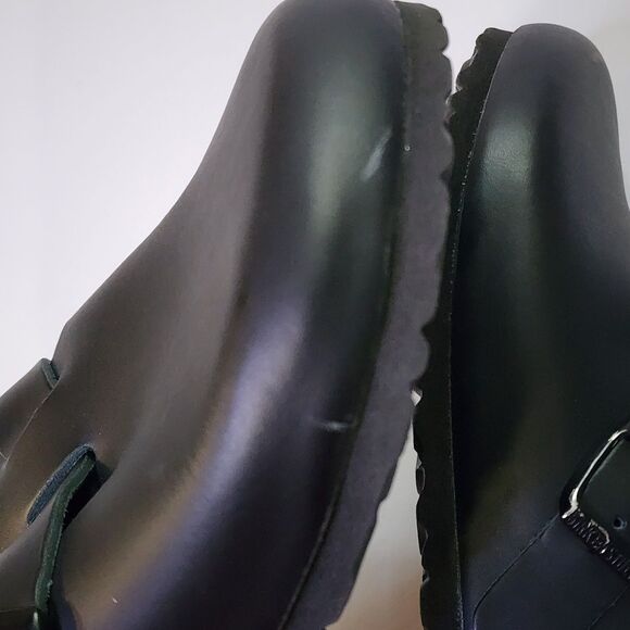 Birkenstock Boston Clog Womens 7 Mens 6 Black Leather Cork Insole - Picture 6 of 10
